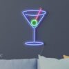 Neon LED kieliszek Martini – stylowa dekoracja barowa, nowoczesne oświetlenie na ścianę.
